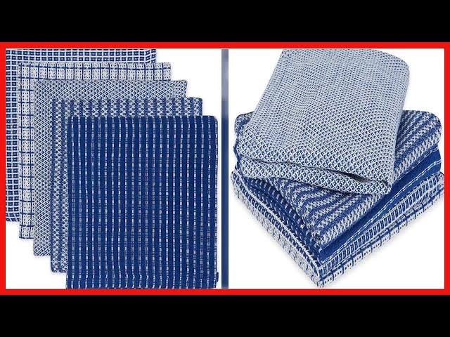 DII Ultra Absorbent, Everyday Cotton Kitchen Towels, Dishcloth Set, Assorted Blue, 5 Piece