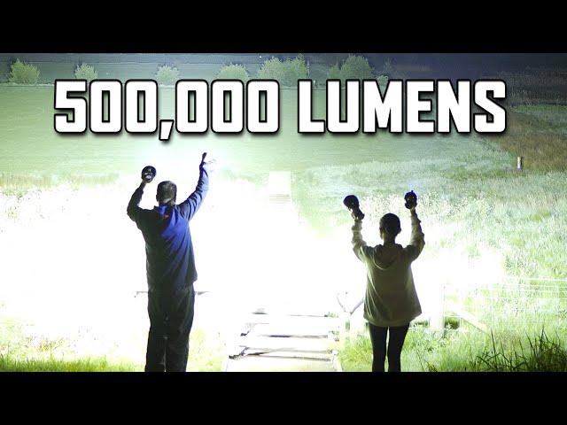 500000 Lumens - World's Brightest Torches all on at the same time!