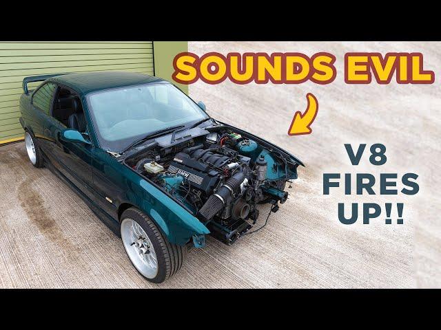 V8 swapped E36 fires up for the first time!!