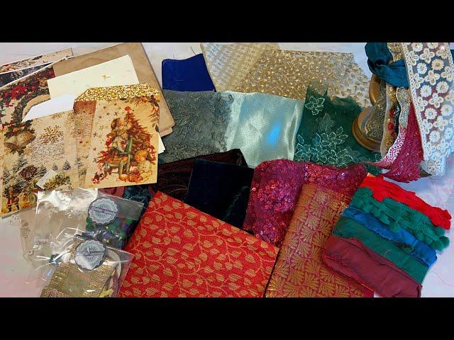 Bohemian Christmas fabric junk journal kit unboxing // boho needs