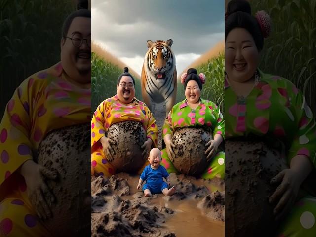 Evolution of cat:Sumo wrestler &   woman sitting on dirty road with tiger 3#cat#cute#love#shorts