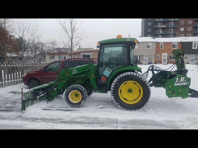 John Deere 4066R Tractor With Metal Pless Snow Plow And Pronovost Snow Blower #johndeere #tractor