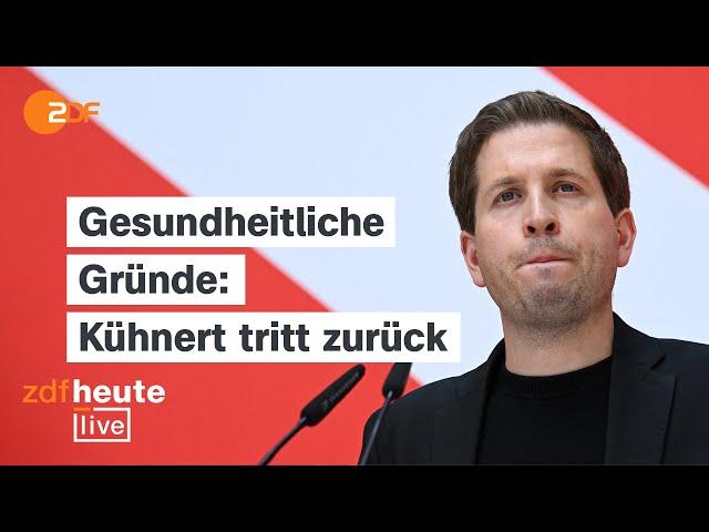 SPD-Generalsekretär Kühnert tritt zurück - Statement von Esken und Klingbeil bei ZDFheute live