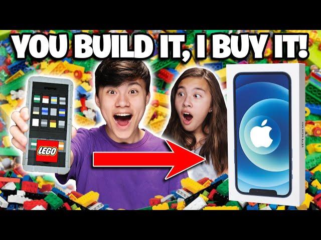 IF YOU BUILD IT, I WILL BUY IT LEGO CHALLENGE!!! I Got a NEW iPhone 12 & McDonald's Big Mac!