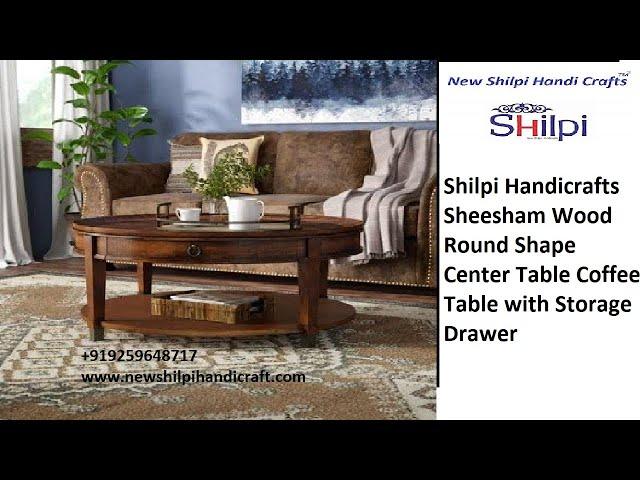 Shilpi Handicrafts Sheesham Wood Round Shape Center Table for with Storage Drawer