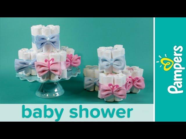 How to Make Mini Diaper Cakes | Pampers Gender Reveal Baby Shower Ideas