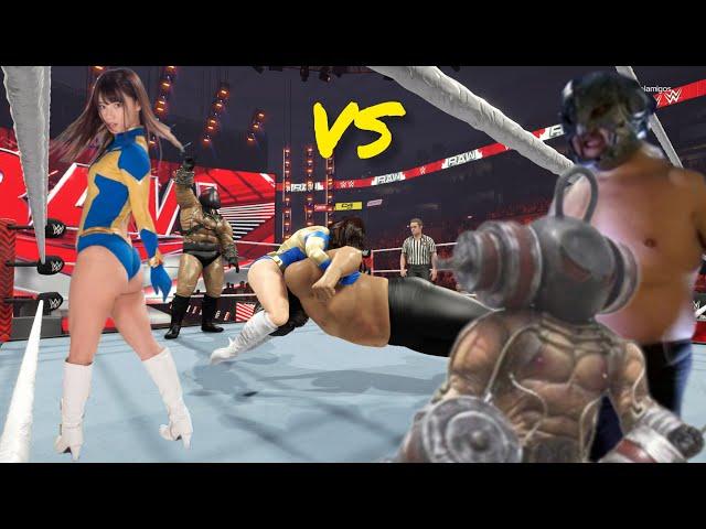 太陽の戦士レオーナ(Narumi Okawa) VS 2 Enemy (敵人) WWE2K23