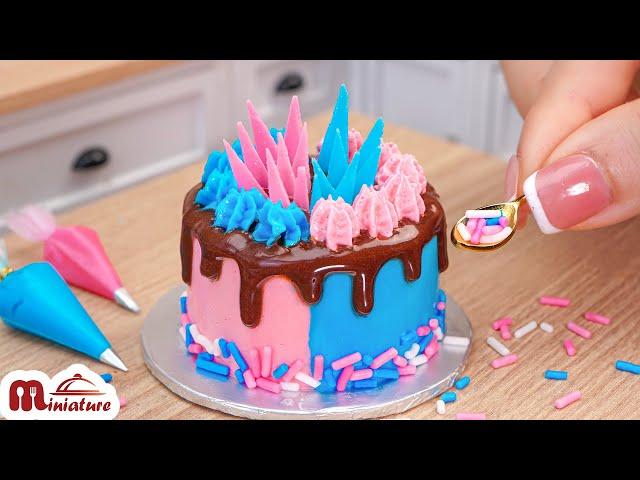 Best Ever Miniature Cake: Half Blue Half Pink Strawberry Chocolate  | ASMR Cooking