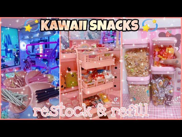 AESTHETIC & CUTE SNACKS Restock & Refill  Kawaii Snacks ASMR + Unboxing Tiktok Compilation finds.