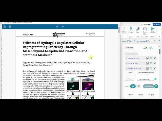 How to specify quote page number in the cited article and provide citation intent in nXr.iCite?