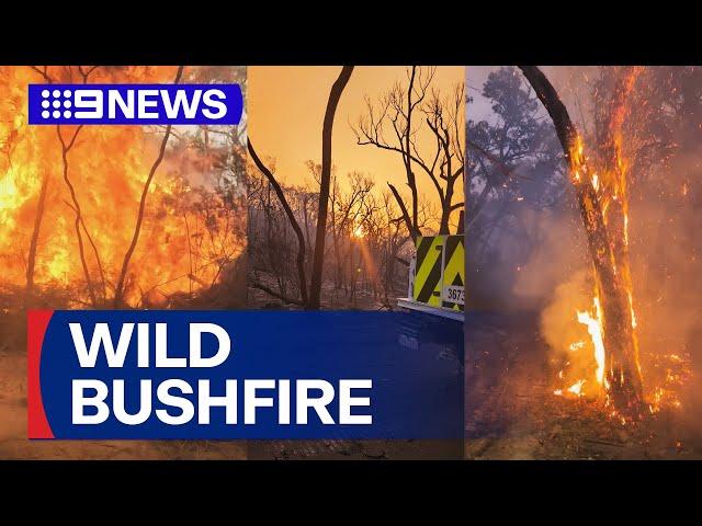 Bushfire burns out of control north-west of Melbourne | 9 News Australia