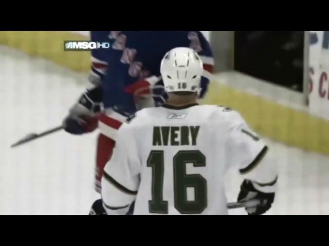 Sean Avery vs NYR | 10/20/2008 [HD]