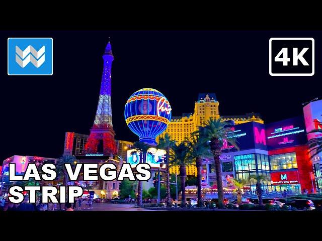 [4K] Las Vegas Strip at Night - Virtual Walking Tour - Treadmill Workout Video  Binaural Sound