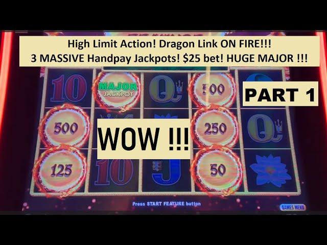 WOW! MONSTER MAJOR!!! Dragon Link slot machine on fire! 3 HUGE, MASSIVE Handpay Jackpots, over $10k!