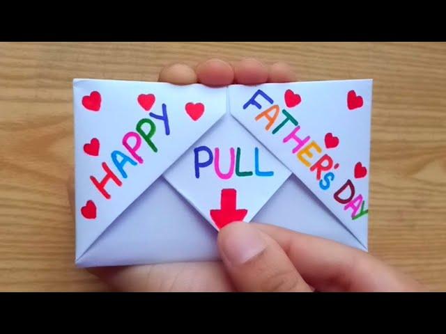 DIY - SURPRISE MESSAGE CARD FOR FATHER'S DAY | Pull Tab Origami Envelope Card | Father's Day Card