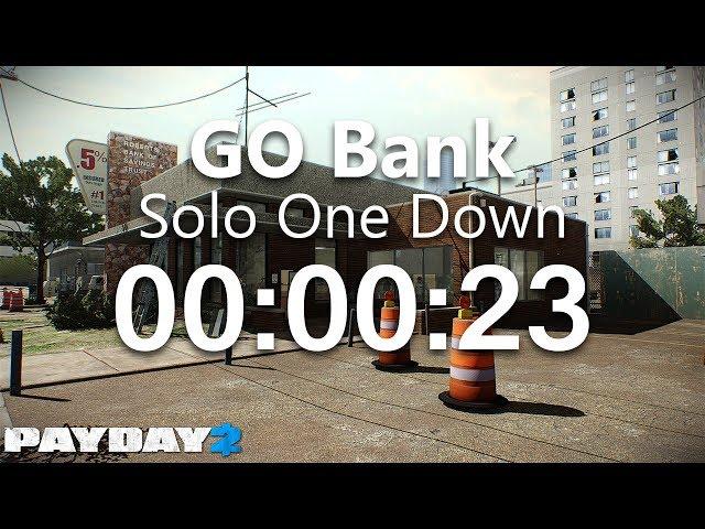 PAYDAY 2: GO Bank - One Down Solo Speedrun 00:00:23 IGT