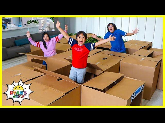 Box Fort Maze Ryan's Mystery Playdate at Home Challenge!!!