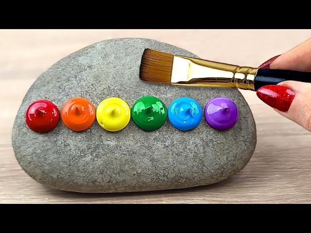 You Won't Believe These EASY Stone Painting Techniques! ｜Satisfying Acrylic Painting