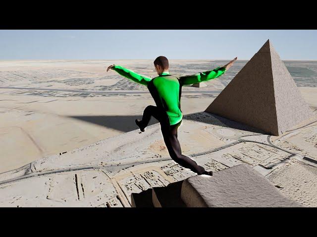 Jump from Pyramid? What would happen? - Simulation