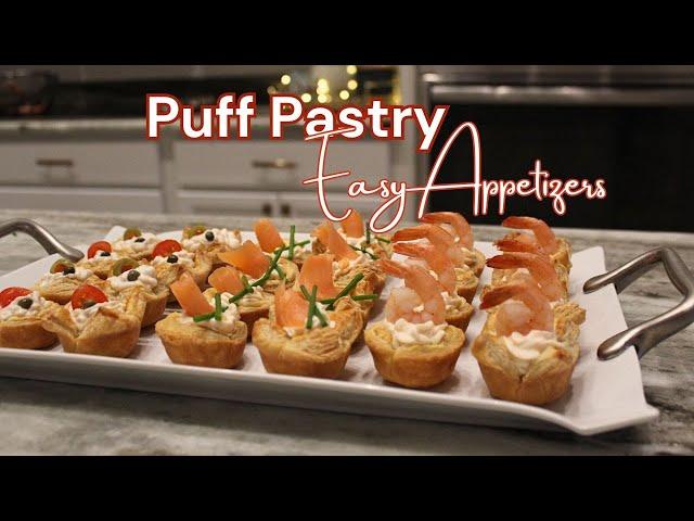 Festive PuffPastry Appetizers: Easy Holiday Party Bites | 3Delicious Flavors Shrimp, Salmon, Chicken