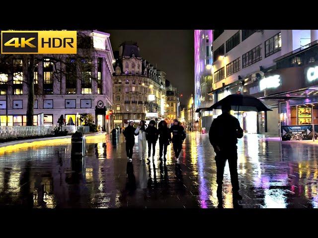 ️London Rain Walk at 3 am West End Rain Walk Ambience- ASMR [4K HDR]