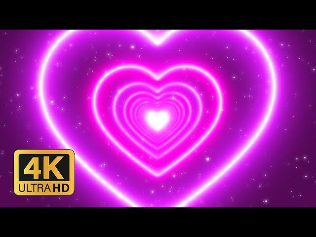 Pink Neon Heart Tunnel Background 4K | Fondos Animados Loop | TikTok Background Effect