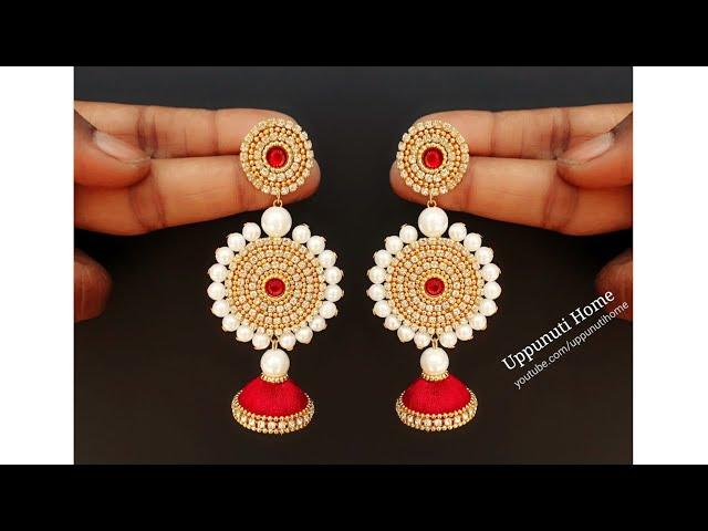 How To Make Beautiful Silk Thread Pearl Earrings At Home | DIY | Jewelry Making | uppunutihome