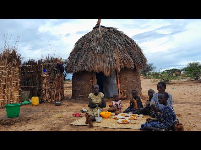 Cooking  African Traditional  food for  lunch/African village life