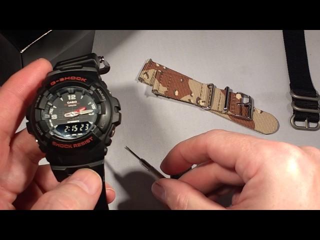 How to replace strap band on Casio GShock G100 watch with JaysAndKays® Convertibles® Adapters