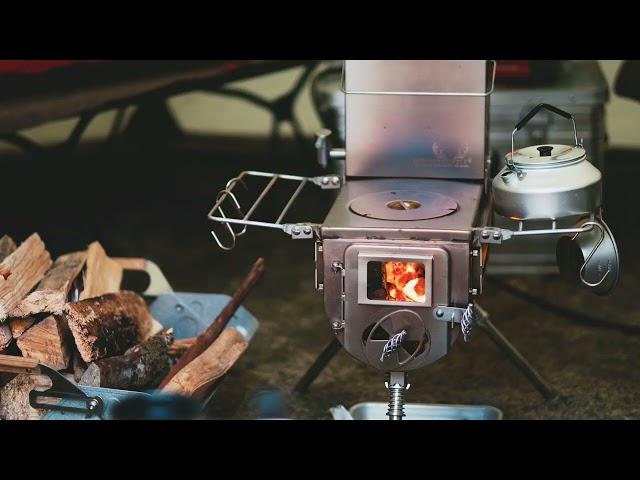 Winnerwell Camping Wood Burning Stove Woodlander Double View with Water Tank Boiling