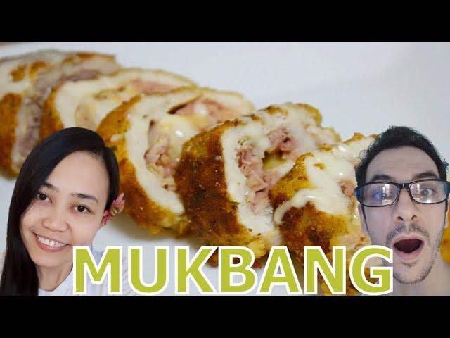 Mukbang Cordon with Ham and Cheddar Cheese ala Dimple #mukbang #cordonbleu #nasio ️