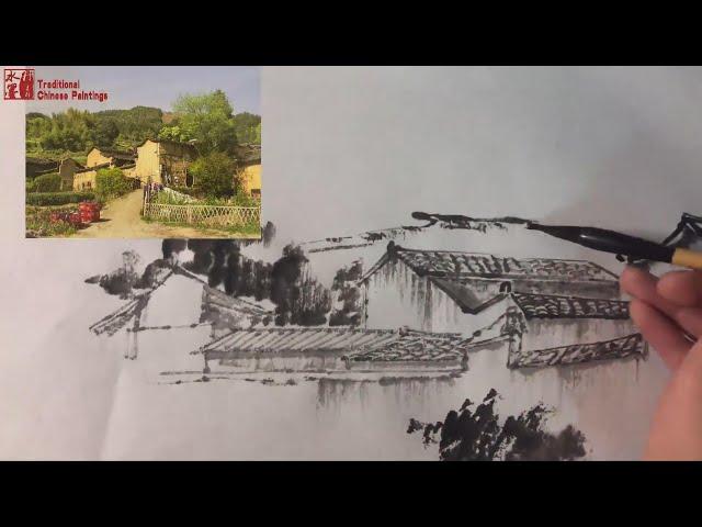 Draw a Chinese painting with photos