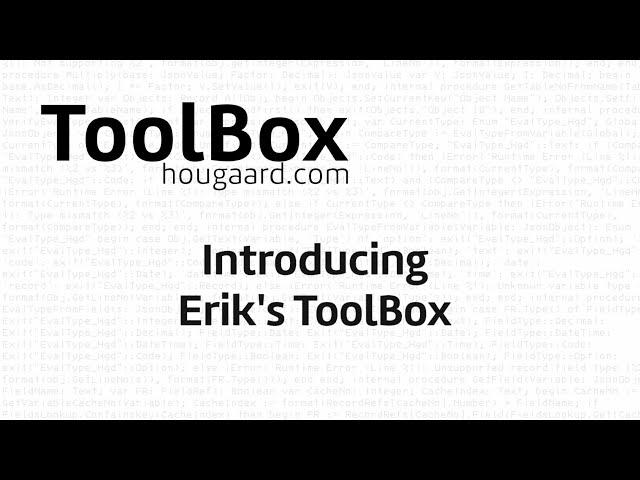 Introducing Erik's ToolBox for Business Central