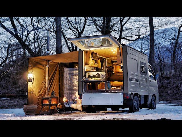 Winter Car Camping in Sub-Zero Temperatures | Cooking Hot Pot on Wood Stove | Relaxing nature ASMR