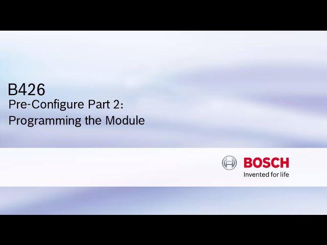 B426 Pre-Configure Part 2: Programming