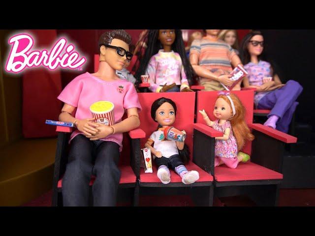 Barbie & Ken Doll Family Sleepover & Movie Theater Adventure