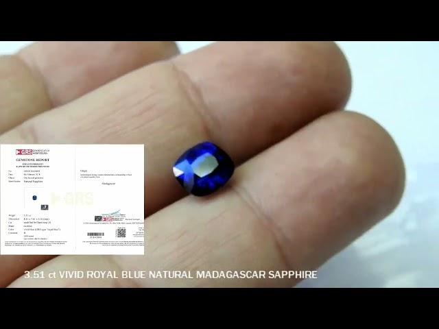 3.51 ct VIVID ROYAL BLUE NATURAL MADAGASCAR SAPPHIRE