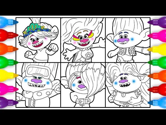 Trolls Band Together Coloring Pages | Coloring Poppy Branch Viva John Dory