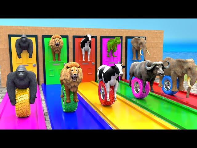 Cow Elephant Lion Gorilla Buffalo Rex Guess The Right Door ESCAPE ROOM CHALLENGE Game