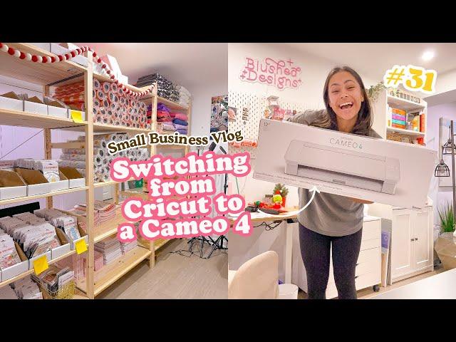 Learning how to use the Silhouette Cameo 4 (Switched from a Cricut)   Studio Vlog 31 #smallbusiness