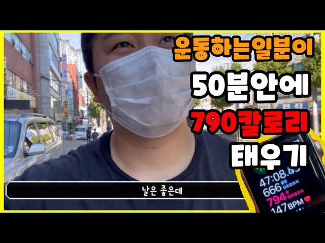 운동하는일분이 50분안에 800칼로리 가깝게 태우기......