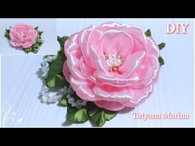 Flowers from satin ribbons 5 cm / Kanzashi MK / DIY