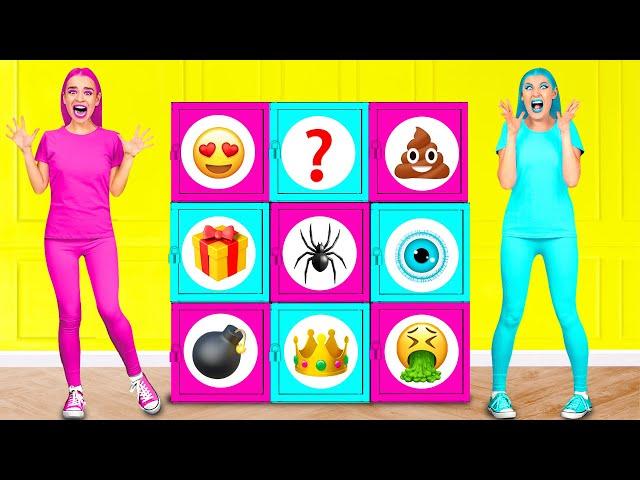 Pink and Blue Mystery Box Challenge | Crazy Challenge by Happy Fun