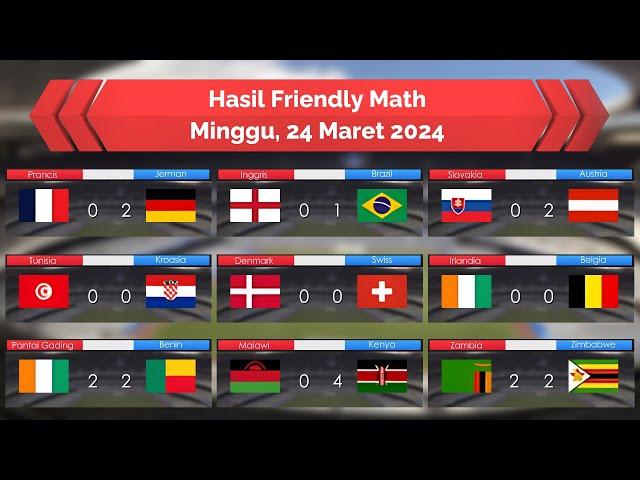 Hasil Friendly Match Minggu 24 Maret 2024 - Inggris Kalah Lawan Brasil - Jerman Menang Lawan Prancis