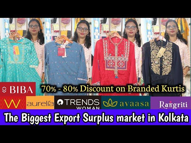 W Biba Rangriti Aurelia Kurti | kurti wholesale market in kolkata | Export Surplus Market in Kolkata