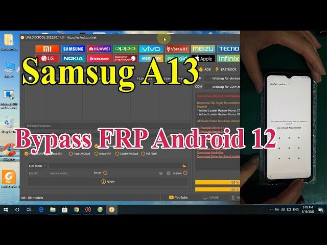 Samsung galaxy A13 Frp bypass Android 12 by Unlocktool 2022 - Gsm hung vu.