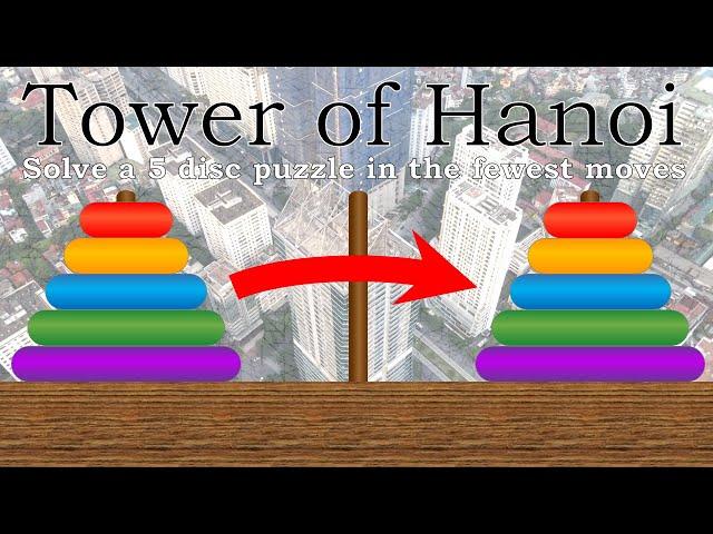 Tower of Hanoi 5 Disc Solution in the Fewest Moves