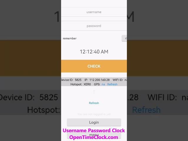 username password clock, OpenTimeClock.com #timeclock #timetracking #attendance #employees #payroll