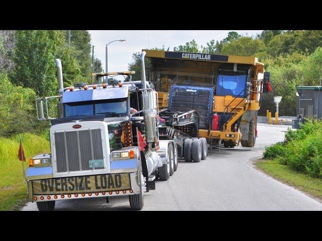 Caterpillar 777 Mining Haul Truck Transported by 11 Axle Lowboy