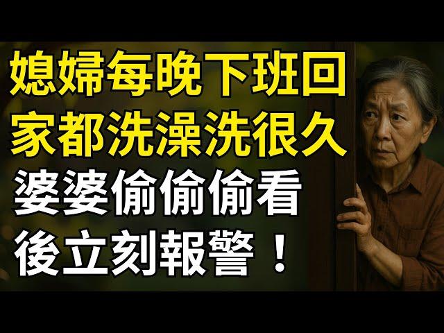 媳婦每晚下班回家都洗澡洗很久，婆婆偷偷偷看後立刻報警！